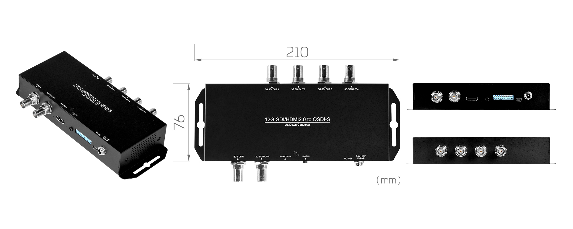 12G-SDI/HDMI2.0 to QSDI-S